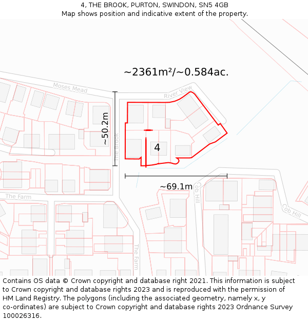 4, THE BROOK, PURTON, SWINDON, SN5 4GB: Plot and title map