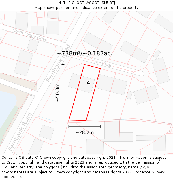 4, THE CLOSE, ASCOT, SL5 8EJ: Plot and title map