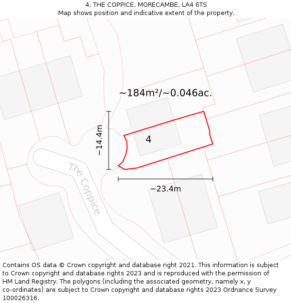 4, THE COPPICE, MORECAMBE, LA4 6TS: Plot and title map