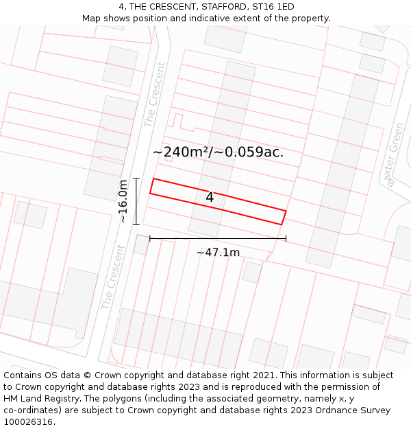 4, THE CRESCENT, STAFFORD, ST16 1ED: Plot and title map
