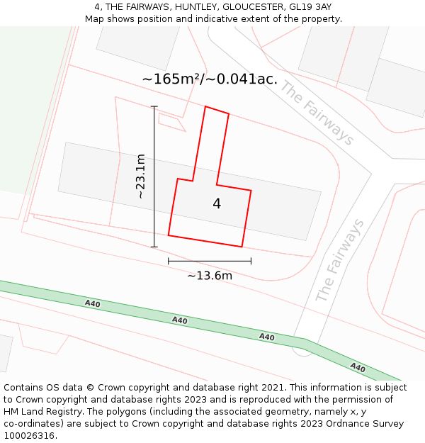 4, THE FAIRWAYS, HUNTLEY, GLOUCESTER, GL19 3AY: Plot and title map