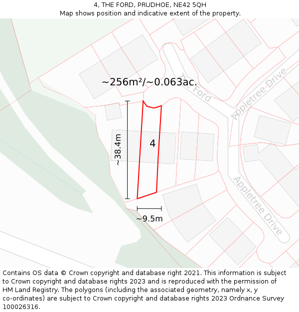 4, THE FORD, PRUDHOE, NE42 5QH: Plot and title map