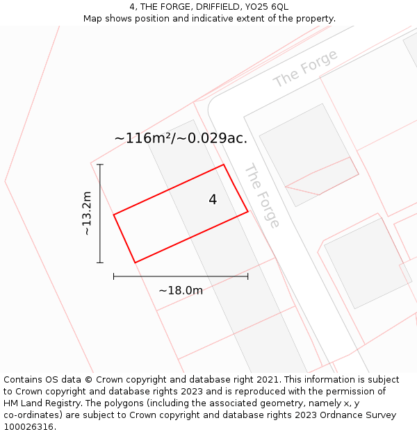 4, THE FORGE, DRIFFIELD, YO25 6QL: Plot and title map