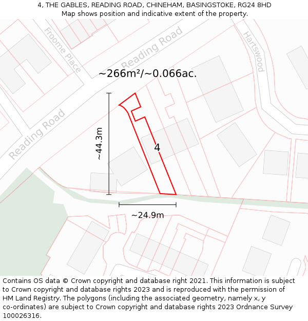 4, THE GABLES, READING ROAD, CHINEHAM, BASINGSTOKE, RG24 8HD: Plot and title map