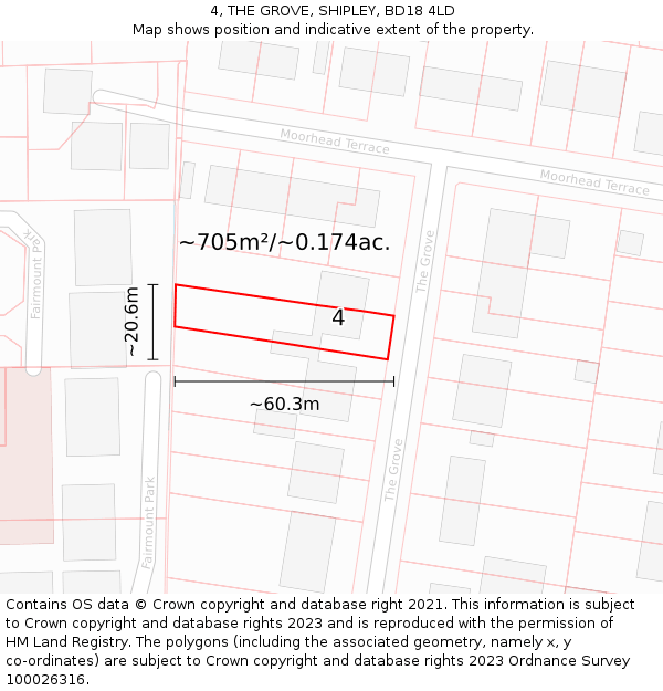4, THE GROVE, SHIPLEY, BD18 4LD: Plot and title map
