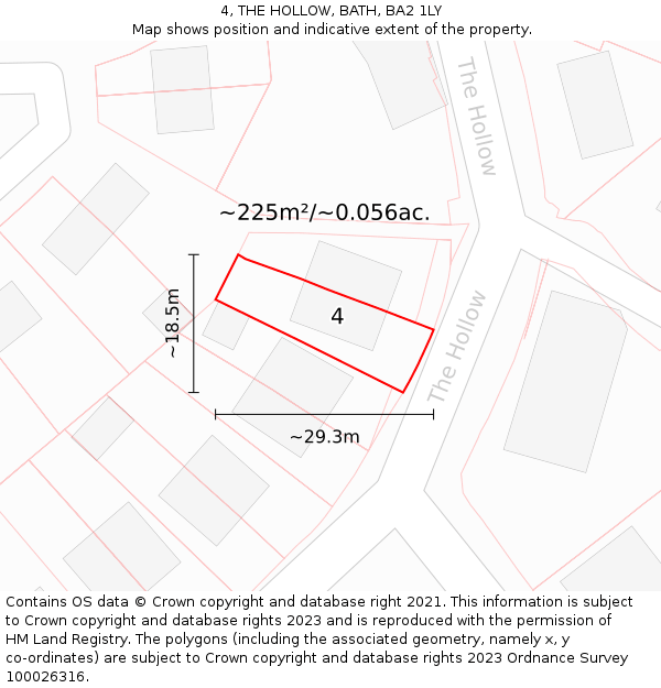4, THE HOLLOW, BATH, BA2 1LY: Plot and title map