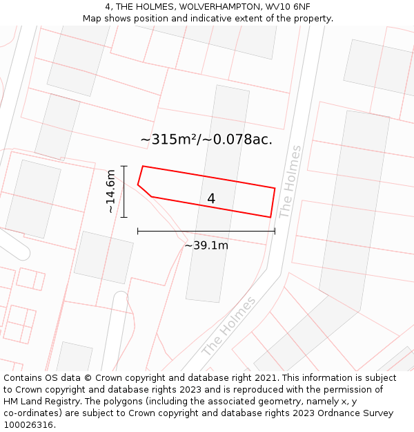4, THE HOLMES, WOLVERHAMPTON, WV10 6NF: Plot and title map