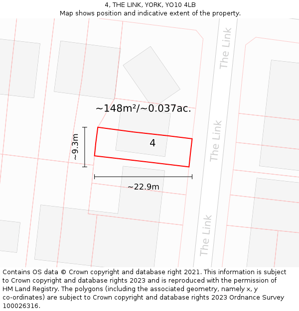 4, THE LINK, YORK, YO10 4LB: Plot and title map