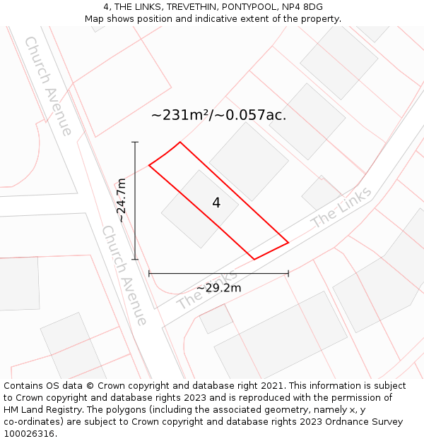 4, THE LINKS, TREVETHIN, PONTYPOOL, NP4 8DG: Plot and title map