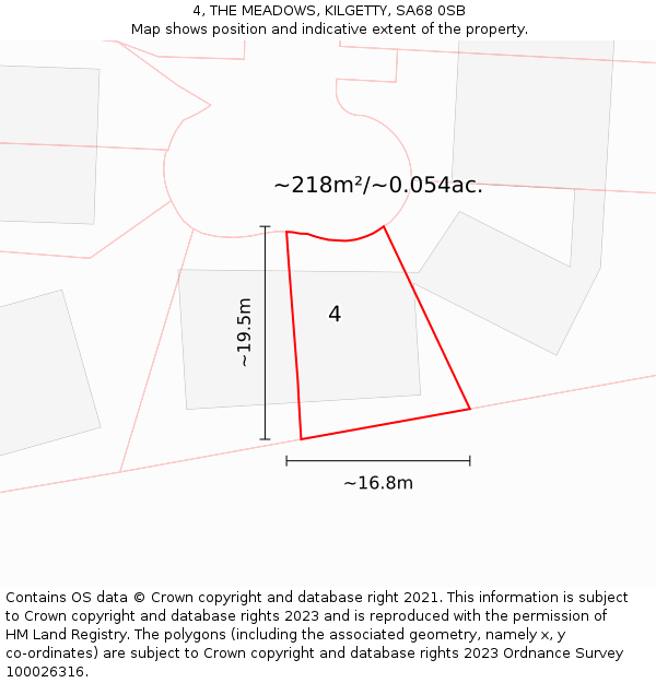 4, THE MEADOWS, KILGETTY, SA68 0SB: Plot and title map