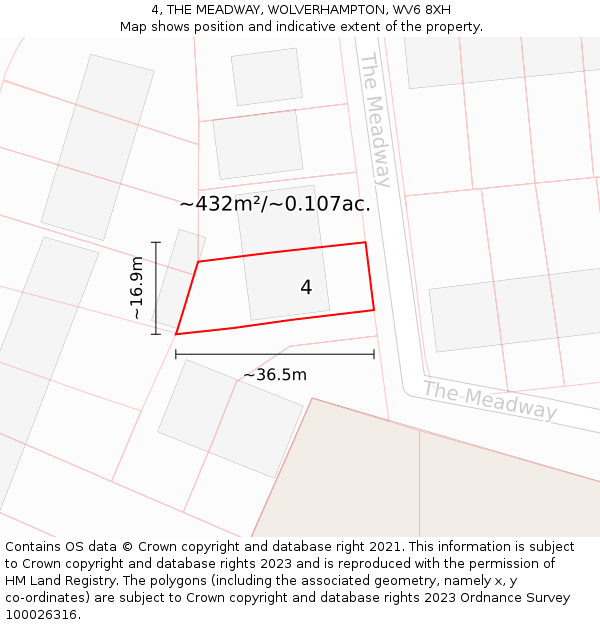 4, THE MEADWAY, WOLVERHAMPTON, WV6 8XH: Plot and title map