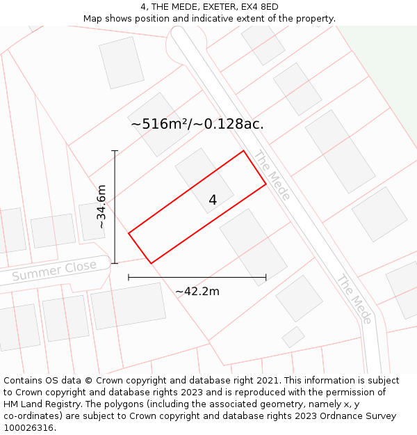 4, THE MEDE, EXETER, EX4 8ED: Plot and title map