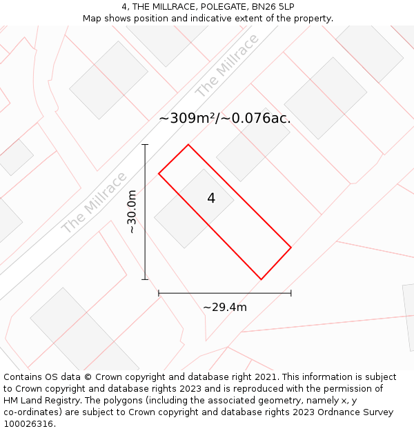 4, THE MILLRACE, POLEGATE, BN26 5LP: Plot and title map
