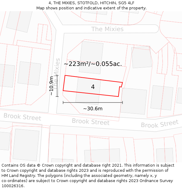 4, THE MIXIES, STOTFOLD, HITCHIN, SG5 4LF: Plot and title map