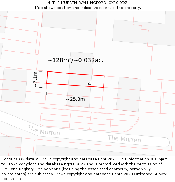 4, THE MURREN, WALLINGFORD, OX10 9DZ: Plot and title map