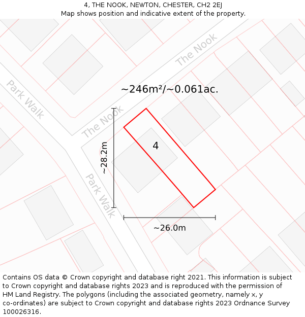 4, THE NOOK, NEWTON, CHESTER, CH2 2EJ: Plot and title map