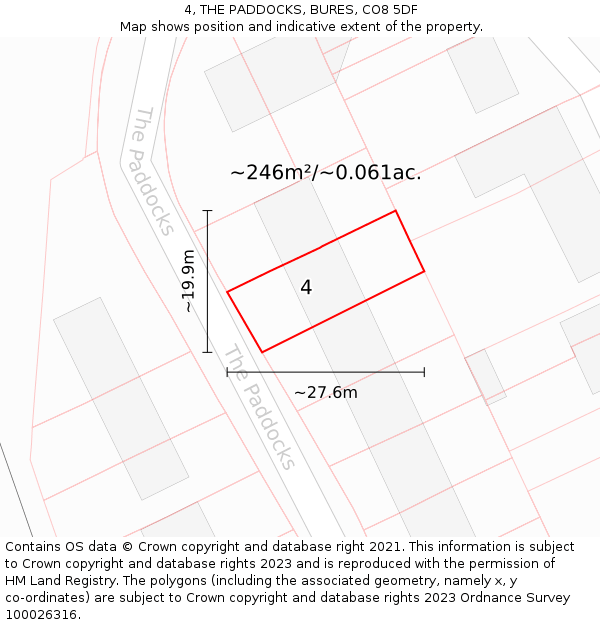 4, THE PADDOCKS, BURES, CO8 5DF: Plot and title map