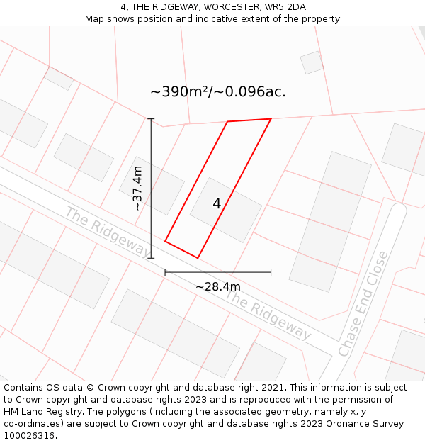 4, THE RIDGEWAY, WORCESTER, WR5 2DA: Plot and title map