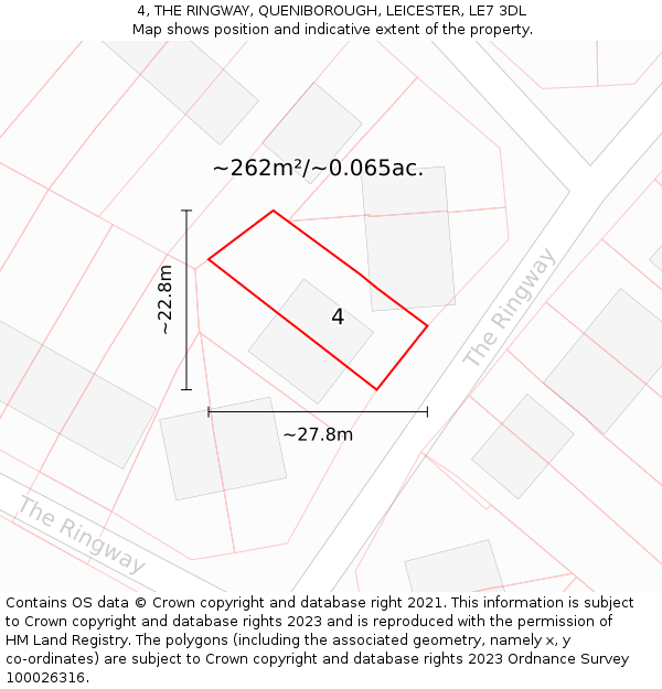4, THE RINGWAY, QUENIBOROUGH, LEICESTER, LE7 3DL: Plot and title map
