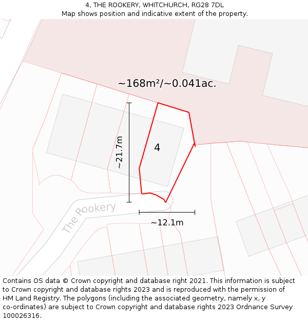 4, THE ROOKERY, WHITCHURCH, RG28 7DL: Plot and title map