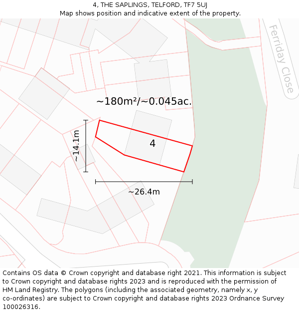 4, THE SAPLINGS, TELFORD, TF7 5UJ: Plot and title map