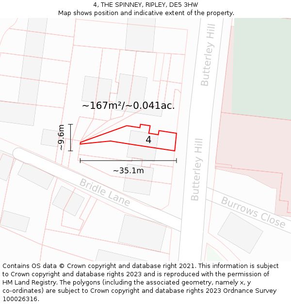 4, THE SPINNEY, RIPLEY, DE5 3HW: Plot and title map