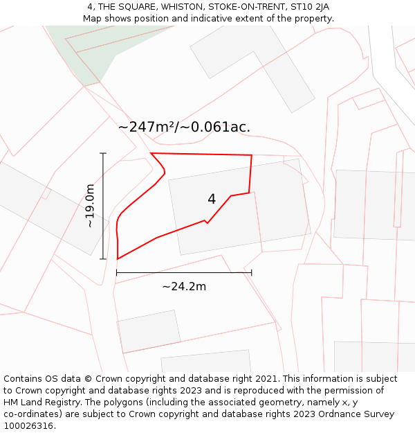 4, THE SQUARE, WHISTON, STOKE-ON-TRENT, ST10 2JA: Plot and title map
