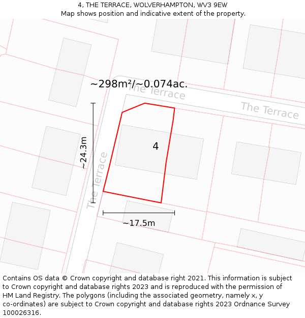 4, THE TERRACE, WOLVERHAMPTON, WV3 9EW: Plot and title map
