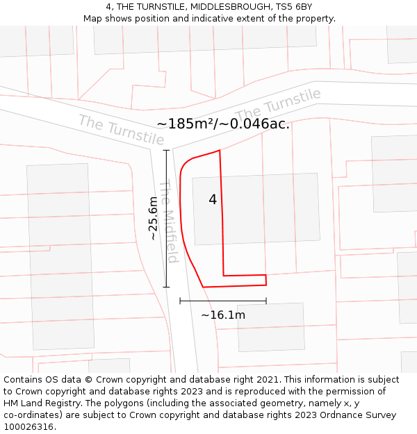 4, THE TURNSTILE, MIDDLESBROUGH, TS5 6BY: Plot and title map