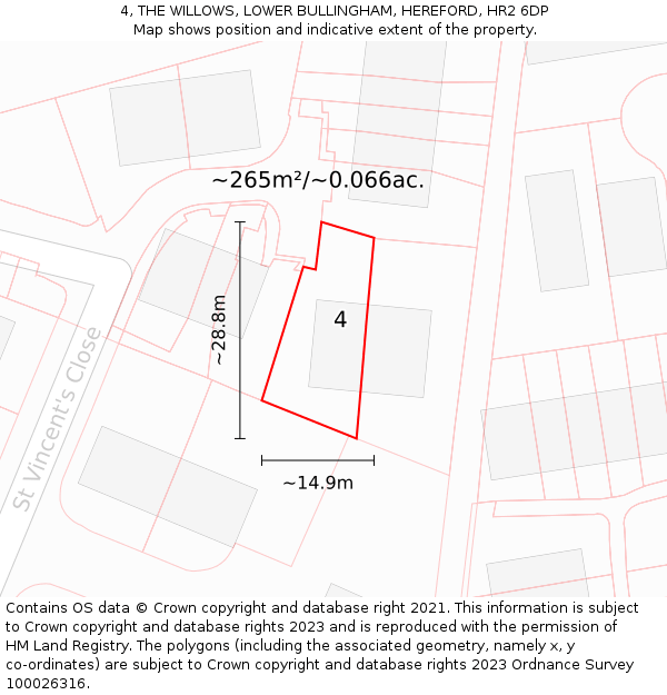 4, THE WILLOWS, LOWER BULLINGHAM, HEREFORD, HR2 6DP: Plot and title map