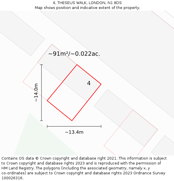 4, THESEUS WALK, LONDON, N1 8DS: Plot and title map