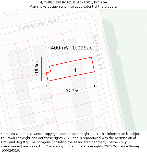 4, THIRLMERE ROAD, BLACKPOOL, FY4 2DA: Plot and title map