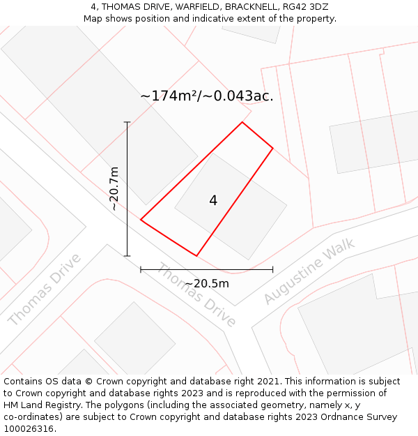 4, THOMAS DRIVE, WARFIELD, BRACKNELL, RG42 3DZ: Plot and title map