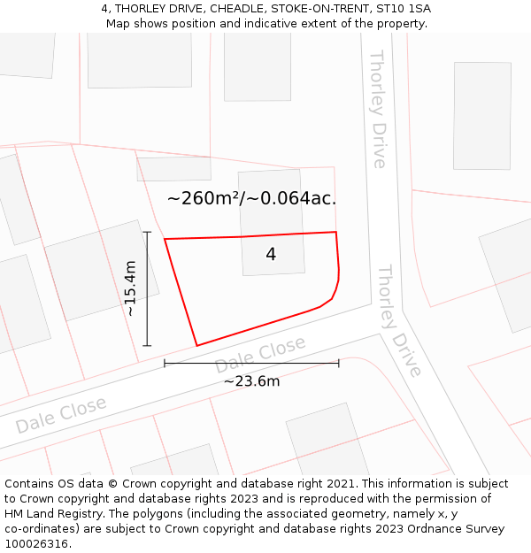 4, THORLEY DRIVE, CHEADLE, STOKE-ON-TRENT, ST10 1SA: Plot and title map
