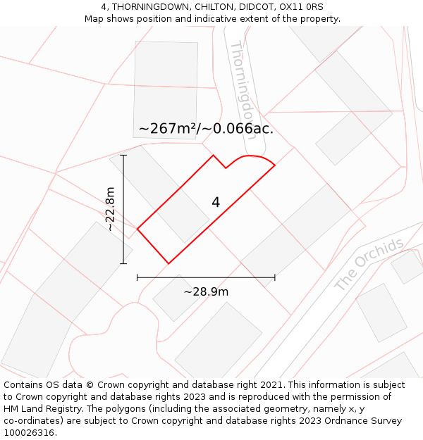 4, THORNINGDOWN, CHILTON, DIDCOT, OX11 0RS: Plot and title map