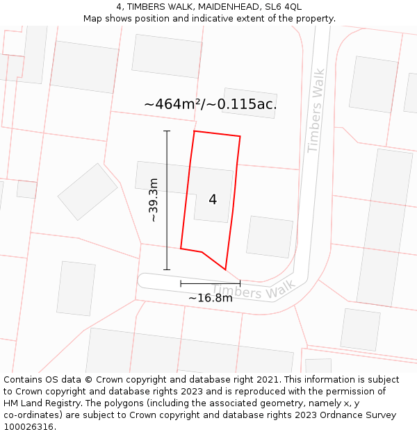 4, TIMBERS WALK, MAIDENHEAD, SL6 4QL: Plot and title map