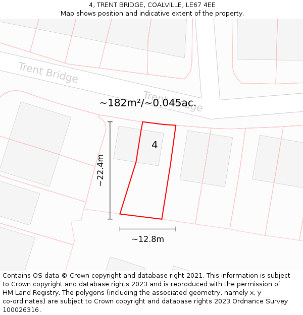 4, TRENT BRIDGE, COALVILLE, LE67 4EE: Plot and title map