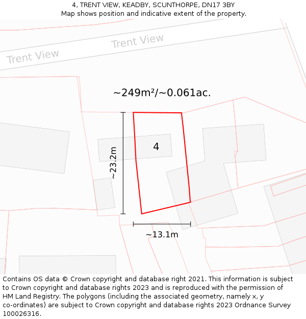 4, TRENT VIEW, KEADBY, SCUNTHORPE, DN17 3BY: Plot and title map
