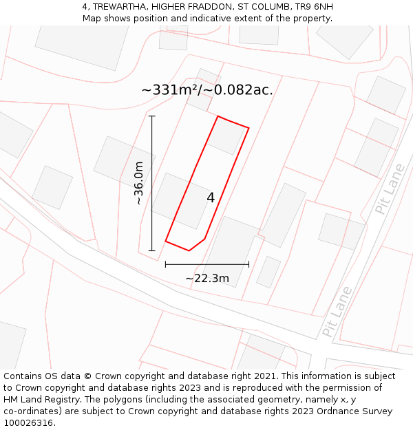 4, TREWARTHA, HIGHER FRADDON, ST COLUMB, TR9 6NH: Plot and title map