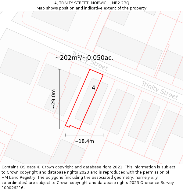 4, TRINITY STREET, NORWICH, NR2 2BQ: Plot and title map