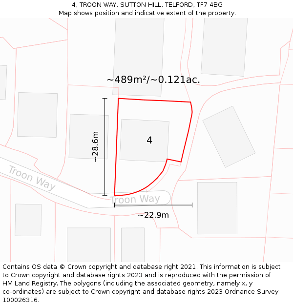 4, TROON WAY, SUTTON HILL, TELFORD, TF7 4BG: Plot and title map
