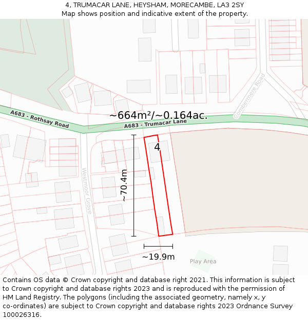 4, TRUMACAR LANE, HEYSHAM, MORECAMBE, LA3 2SY: Plot and title map