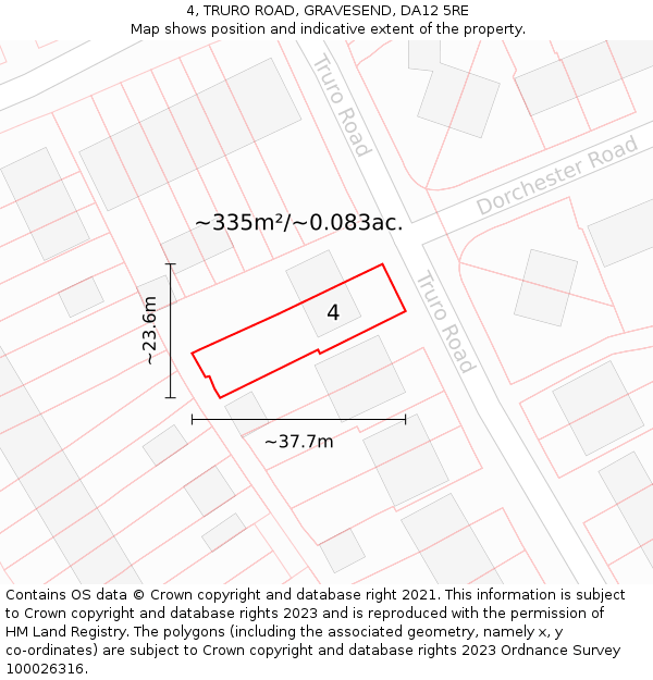 4, TRURO ROAD, GRAVESEND, DA12 5RE: Plot and title map