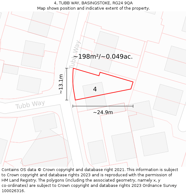 4, TUBB WAY, BASINGSTOKE, RG24 9QA: Plot and title map