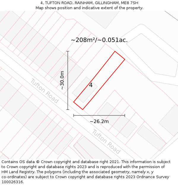4, TUFTON ROAD, RAINHAM, GILLINGHAM, ME8 7SH: Plot and title map