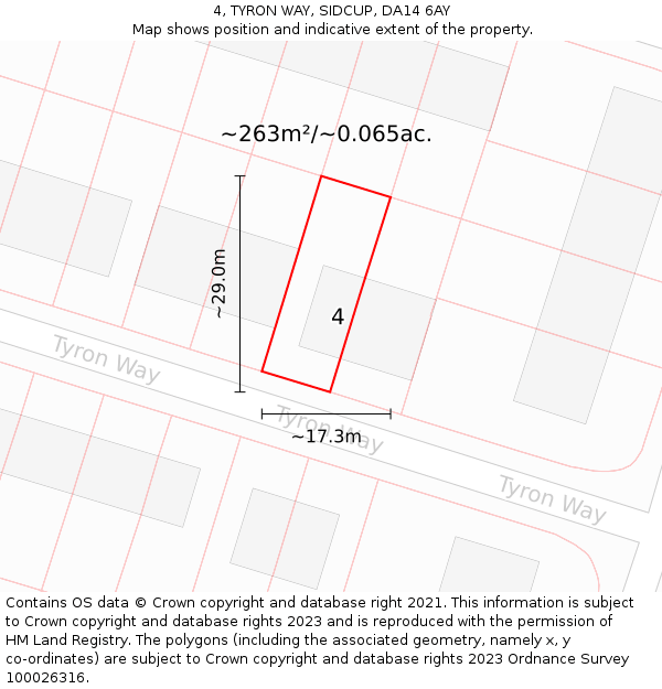 4, TYRON WAY, SIDCUP, DA14 6AY: Plot and title map