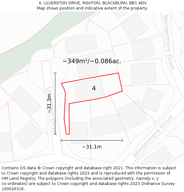 4, ULVERSTON DRIVE, RISHTON, BLACKBURN, BB1 4EN: Plot and title map