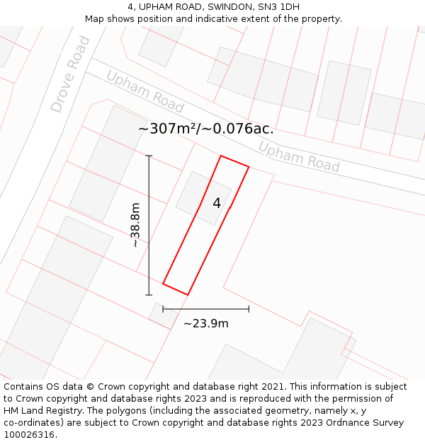 4, UPHAM ROAD, SWINDON, SN3 1DH: Plot and title map