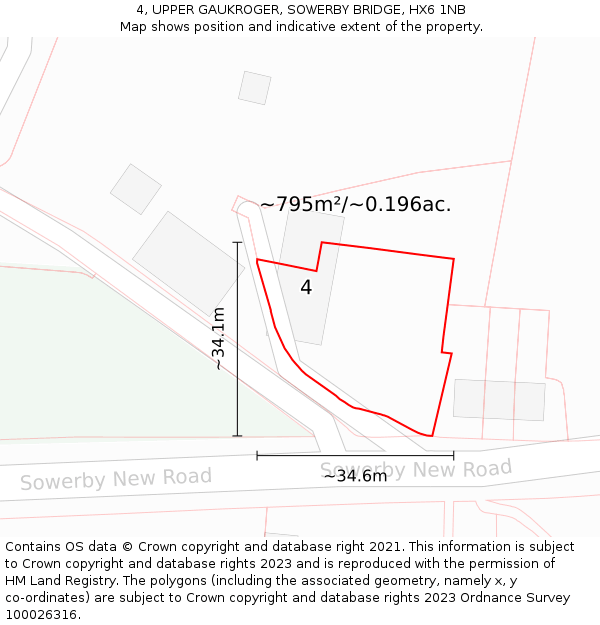 4, UPPER GAUKROGER, SOWERBY BRIDGE, HX6 1NB: Plot and title map