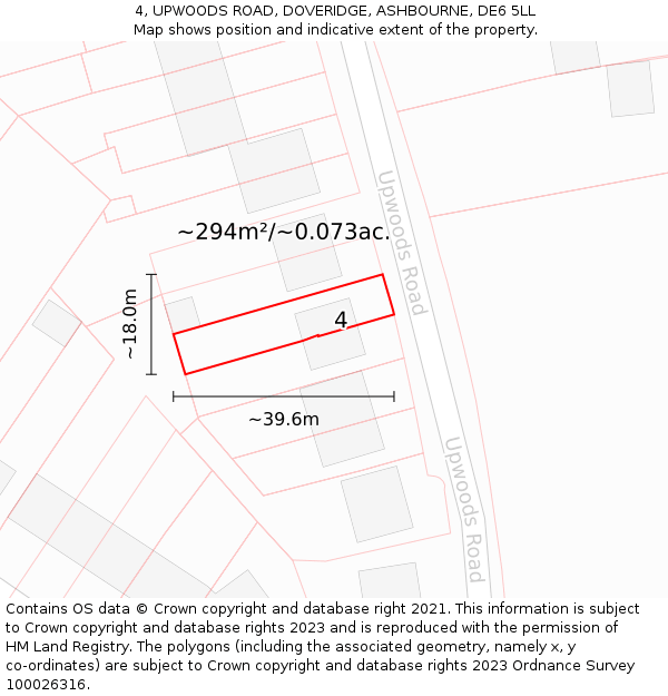 4, UPWOODS ROAD, DOVERIDGE, ASHBOURNE, DE6 5LL: Plot and title map